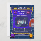 Retro Pixels Video Game Arcade Verjaardagsfeest Kaart (Voorkant)