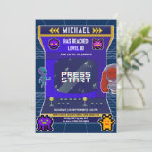 Retro Pixels Video Game Arcade Verjaardagsfeest Kaart (Staand voorkant)