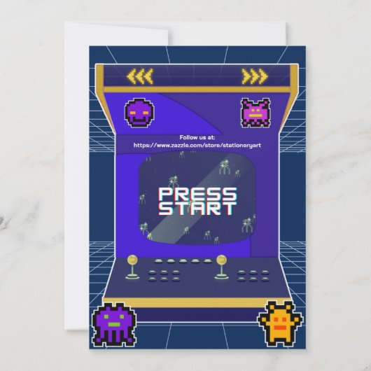 Retro Pixels Video Game Arcade Verjaardagsfeest Kaart (Achterkant)