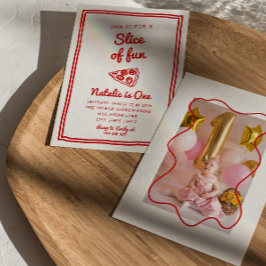 Retro Pizza 1e getrokken plak leuke foto verjaarda Kaart