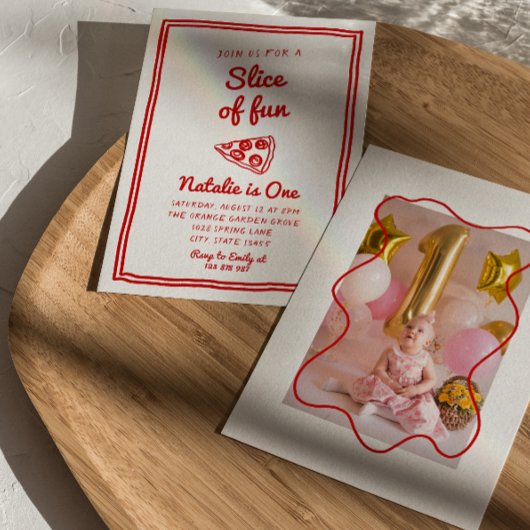 Retro Pizza 1e getrokken plak leuke foto verjaarda Kaart