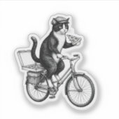 Retro Pizza Bezorg Kat  Sticker (Voorkant)