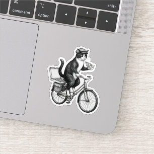 Retro Pizza Bezorg Kat  Sticker