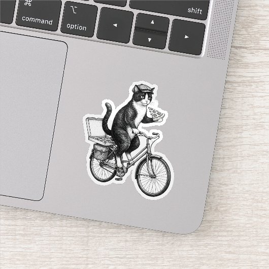 Retro Pizza Bezorg Kat  Sticker (Detail)