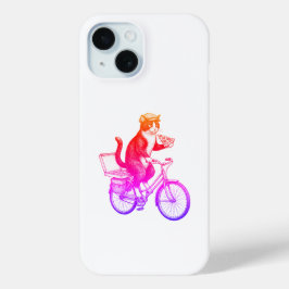 Retro Pizza Bezorgende Kat  iPhone 15 Case