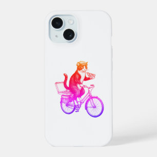 Retro Pizza Bezorgende Kat iPhone 15 Case