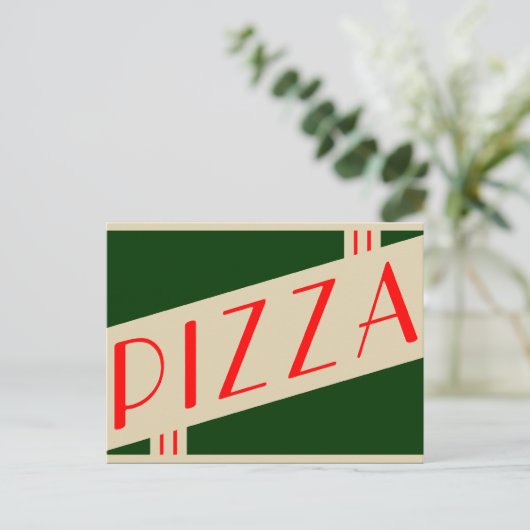 retro pizza briefkaart (Staand voorkant)