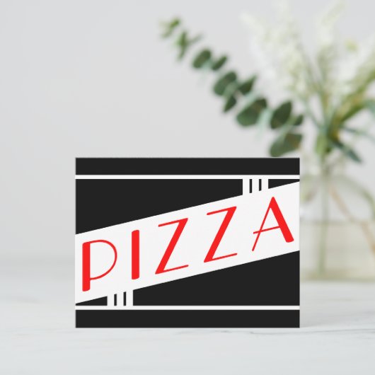 retro pizza briefkaart (Staand voorkant)