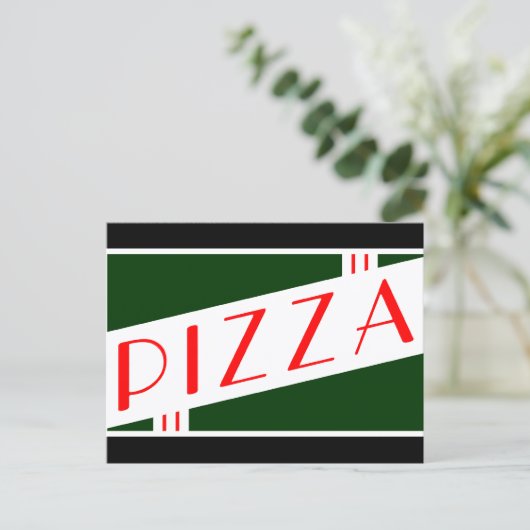 retro pizza briefkaart (Staand voorkant)