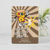 Retro Pizza en Bowling Verjaardagsuitnodiging Kaart (Staand voorkant)