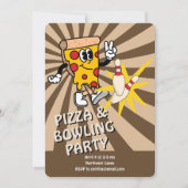 Retro Pizza en Bowling Verjaardagsuitnodiging Kaart (Voorkant)