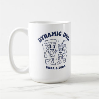 Retro Pizza en Frisdrank "Dynamisch Duo" Mascotte  Koffiemok