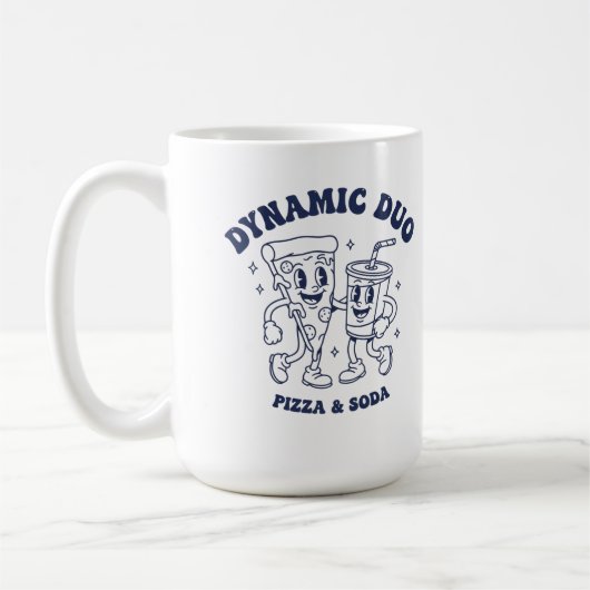 Retro Pizza en Frisdrank "Dynamisch Duo" Mascotte Koffiemok (Links)