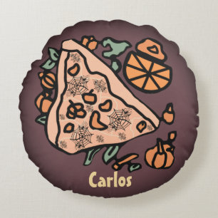 Retro pizza met een pompoen twist rond kussen