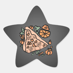 Retro pizza met een pompoen twist ster sticker