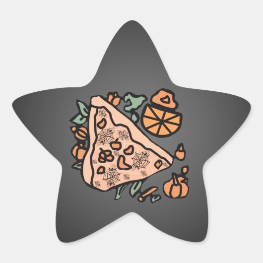Retro pizza met een pompoen twist ster sticker (Voorkant)