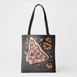 Retro pizza met een pompoen twist tote bag