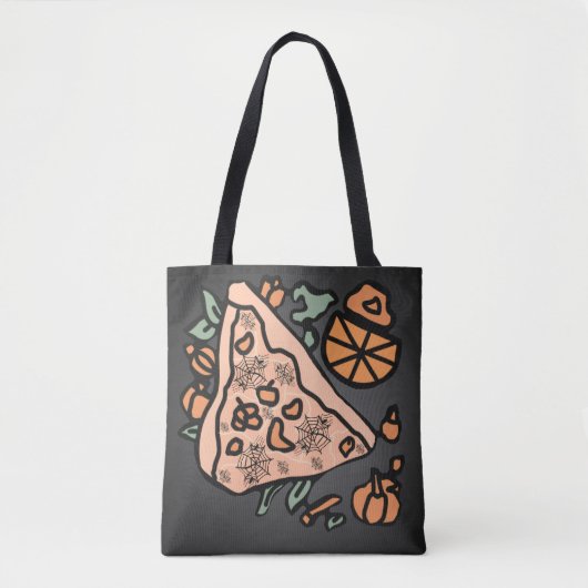 Retro pizza met een pompoen twist tote bag (Voorkant)