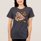 Retro pizza met een pompoen twist Tri-Blend shirt (Voorkant)