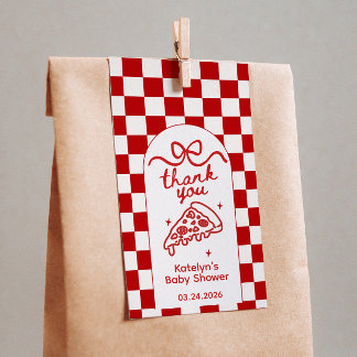 Retro Pizza Party Baby Shower Favor Tags Cadeaulabel