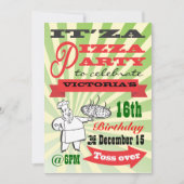 Retro Pizza Party Kaart (Voorkant)