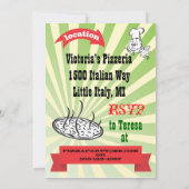 Retro Pizza Party Kaart (Achterkant)