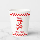 Retro Pizza Party Paper Cup Papieren Bekers (Voorkant)