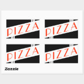 retro pizza rechthoekige sticker (Vel)