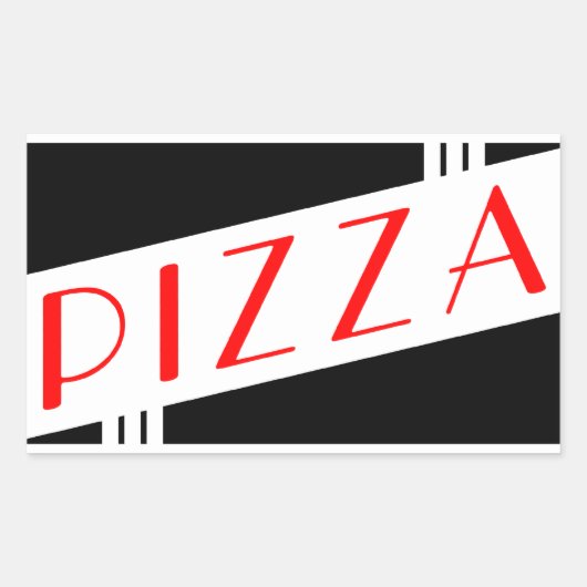 retro pizza rechthoekige sticker (Voorkant)