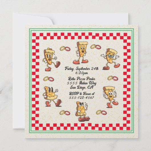 Retro Pizzadoos Dat is nog een repetitie diner Kaart (Achterkant)