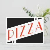 retro pizzafeest kaart (Staand voorkant)