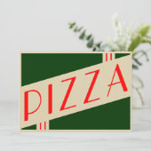 retro pizzafeestje kaart (Staand voorkant)