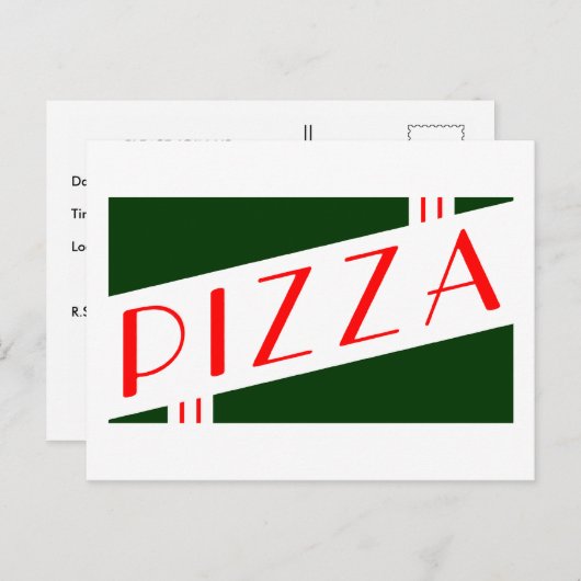 retro pizzafeestje uitnodiging briefkaart (Voorkant / Achterkant)