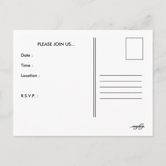 retro pizzafeestje uitnodiging briefkaart (Achterkant)