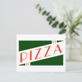 retro pizzafeestje uitnodiging briefkaart (Staand voorkant)