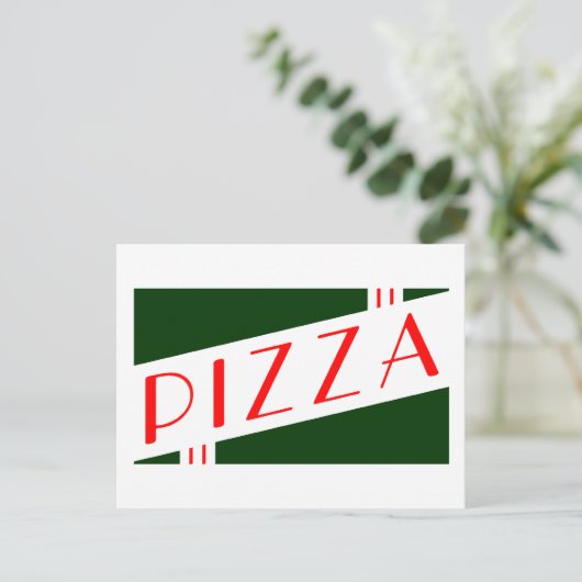 retro pizzafeestje uitnodiging briefkaart (Staand voorkant)