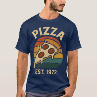Retro pizzapunt Retro 70s voedsel kunst ontwerp ca T-shirt