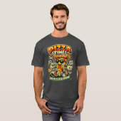 Retro Pizzatijd Grappige Pizzaslice T-shirt (Voorkant volledig)