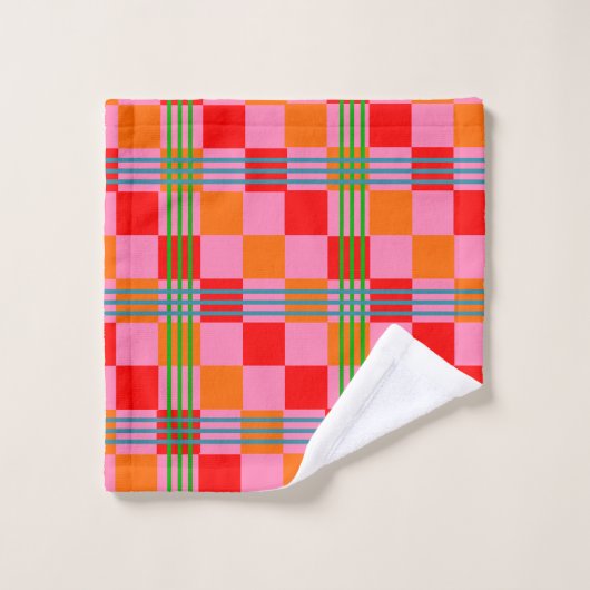 Retro Plaid  Bad Handdoek (Wasdoekje)