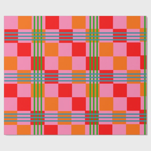 Retro Plaid  Cadeaupapier (Vlak)