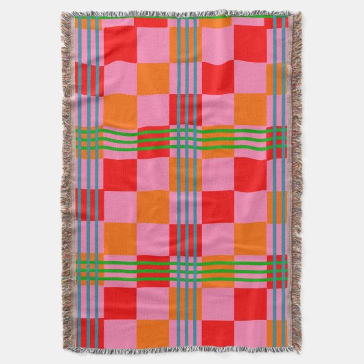 Retro Plaid  Deken (Voorkant Verticaal)