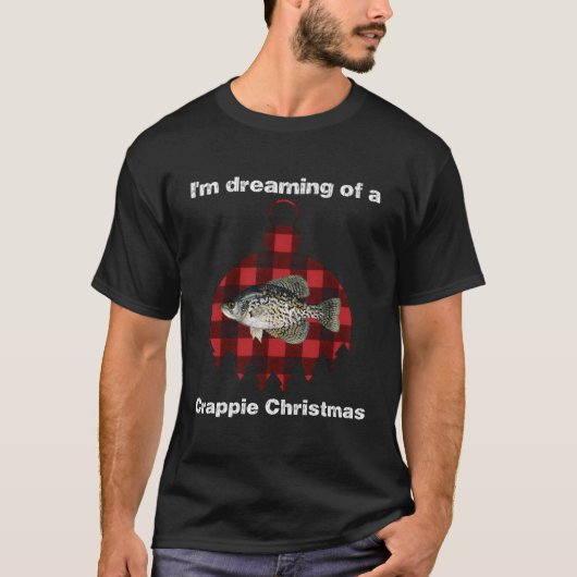 Retro Plaid Ik droom van een Crappie kerstfilm T-shirt (Voorkant)