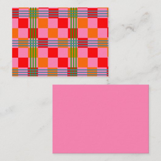 Retro Plaid  Notitiekaartje (Voorkant / Achterkant)