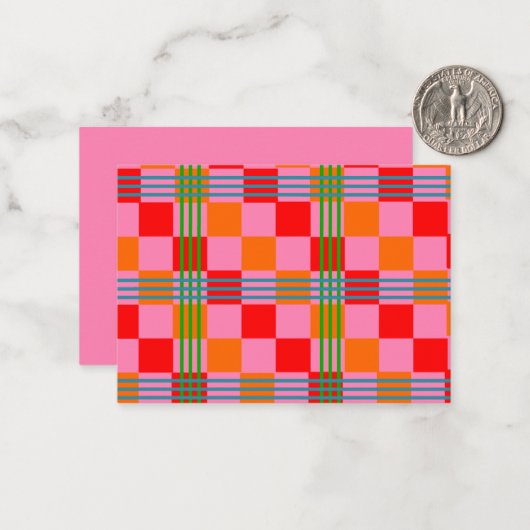 Retro Plaid  Notitiekaartje (Voorkant / Achterkant in situ)