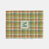 Retro Plaid Pattern in Kleuren met Initiaal Fleece Deken (Voorkant (Horizontaal))