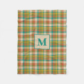 Retro Plaid Pattern in  Kleuren met Initiaal Fleece Deken (Voorkant)