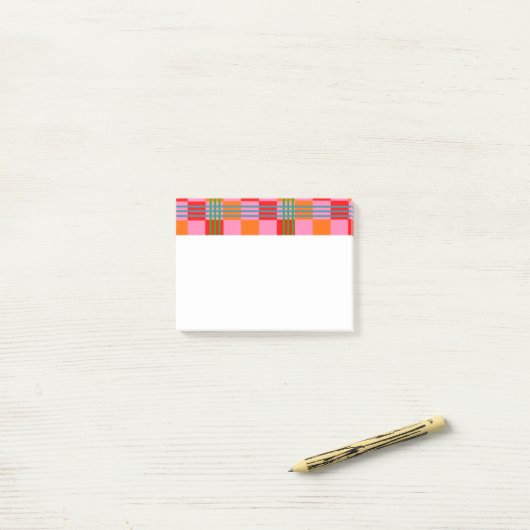 Retro Plaid  Post-it® Notes (Op bureau)