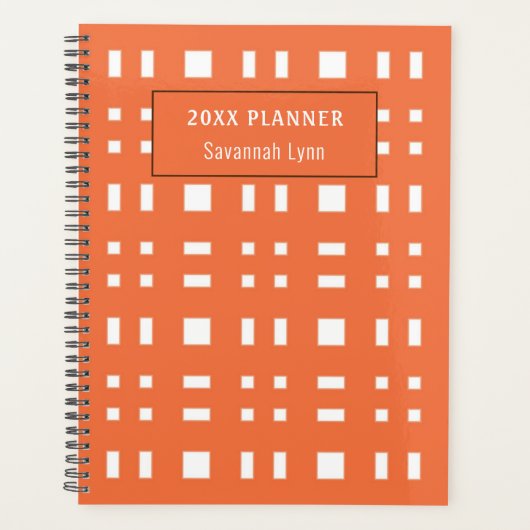 Retro Plaid Sinaasappel en White Planner (Voorkant)