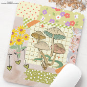 Retro plakboek collage kunstwerk bloemenchampignon muismat