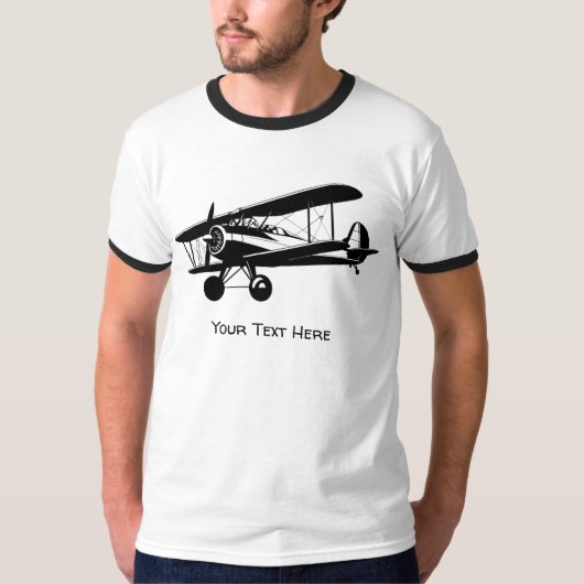 Retro Plane Silhouette Vliegtuig Aangepaste tekst T-shirt (Voorkant)